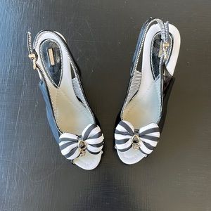 Beauty Heel black & white 5 inch wedges